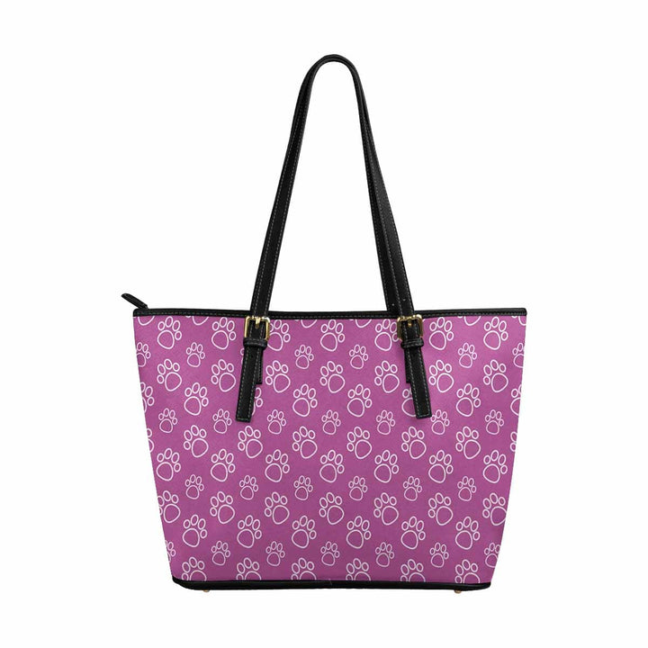 Large Leather Tote Shoulder Bag - Paws Fuschia Pink Handbag - Bags | Leather