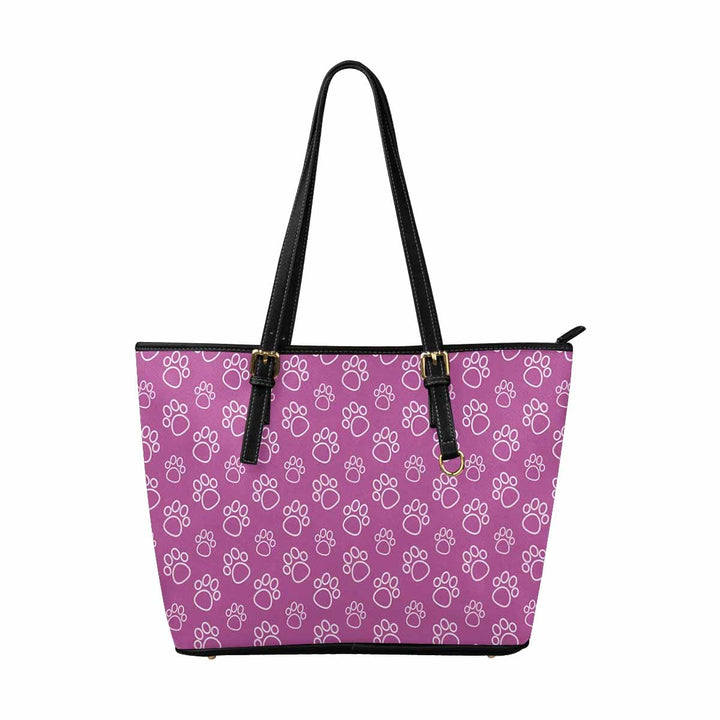 Large Leather Tote Shoulder Bag - Paws Fuschia Pink Handbag - Bags | Leather