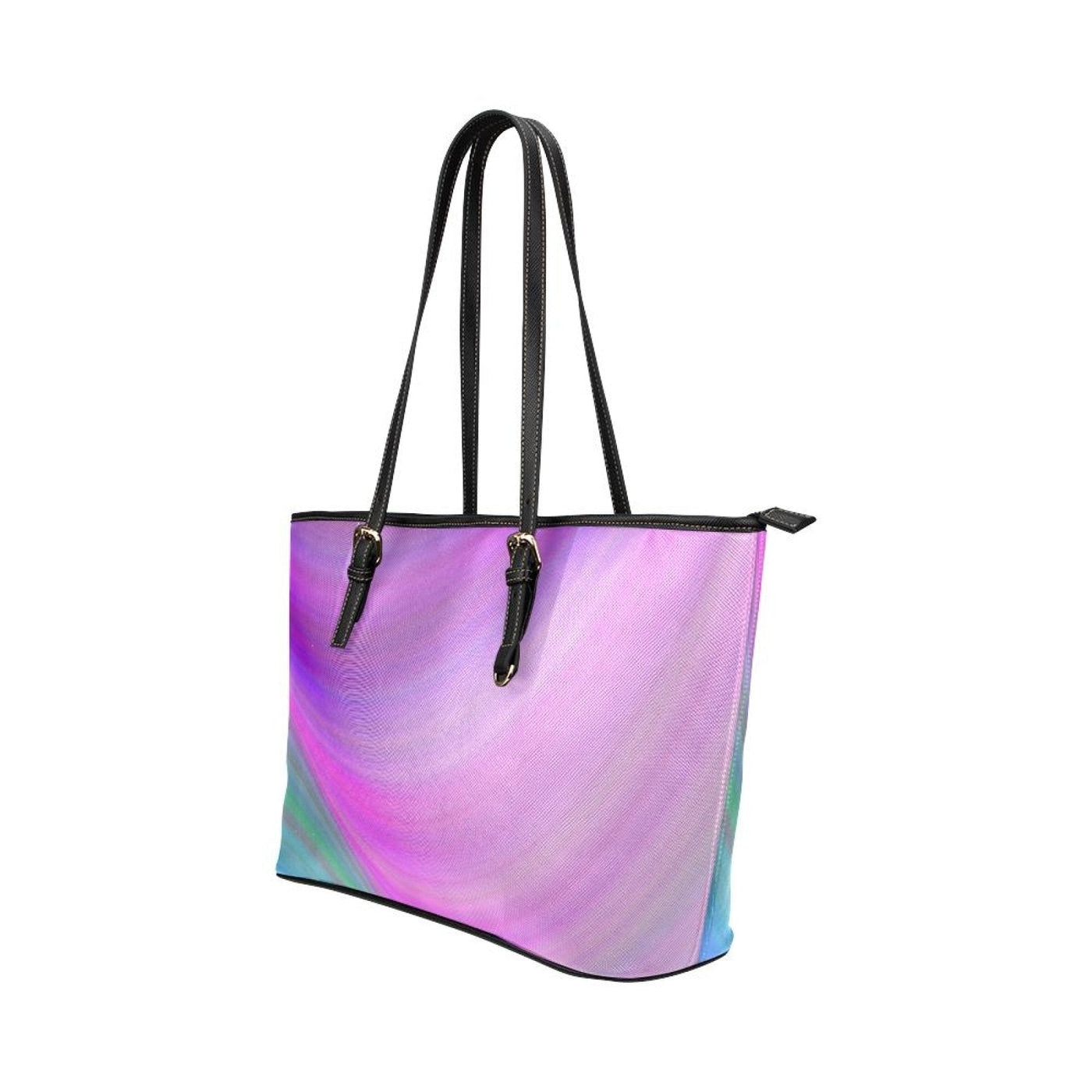 Large Leather Tote Shoulder Bag - Pink And Blue Gradient Handbag B75744 - Bags |