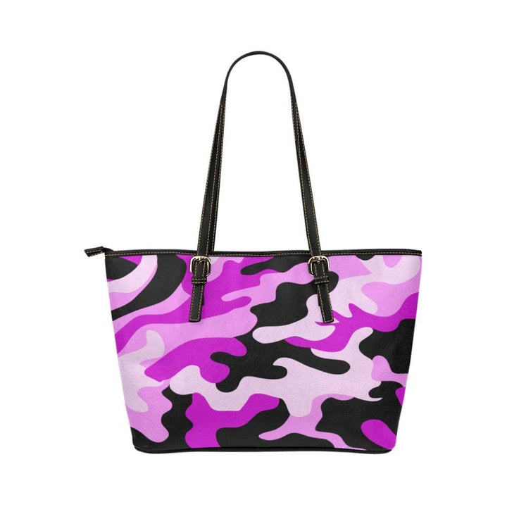 Large Leather Tote Shoulder Bag - Pink Camo Black T063945 - Bags | Leather Tote