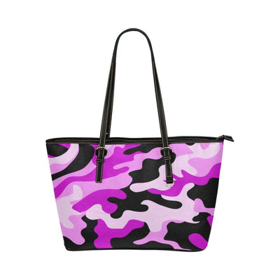 Large Leather Tote Shoulder Bag - Pink Camo Black T063945 - Bags | Leather Tote