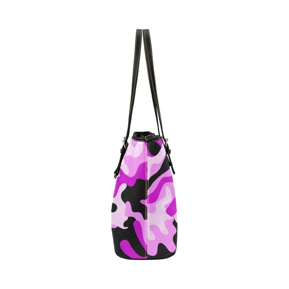 Large Leather Tote Shoulder Bag - Pink Camo Black T063945 - Bags | Leather Tote