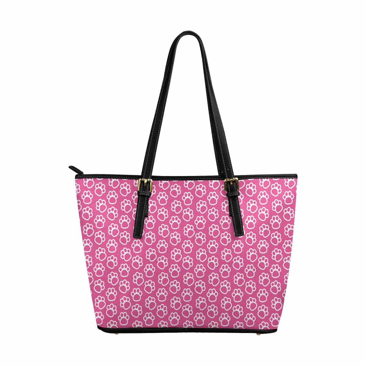 Large Leather Tote Shoulder Bag - Pink Paws Tote - Bags | Leather Tote Bags