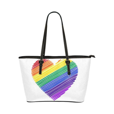 Large Leather Tote Shoulder Bag - Rainbow Heart White T358857 - Bags | Leather