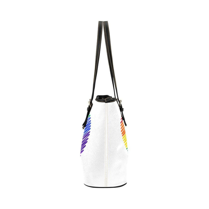 Large Leather Tote Shoulder Bag - Rainbow Heart White T358857 - Bags | Leather