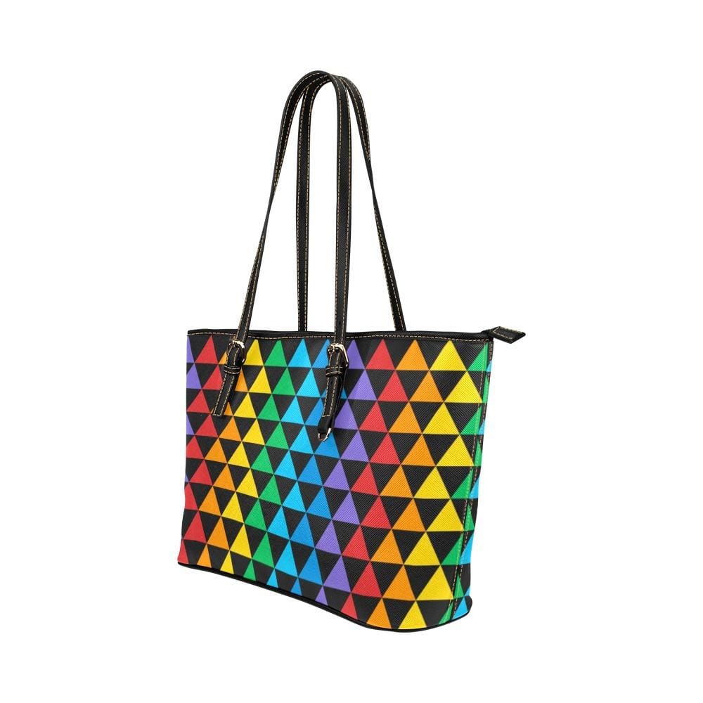 Large Leather Tote Shoulder Bag - Rainbow Triangles T686537 - Bags | Leather