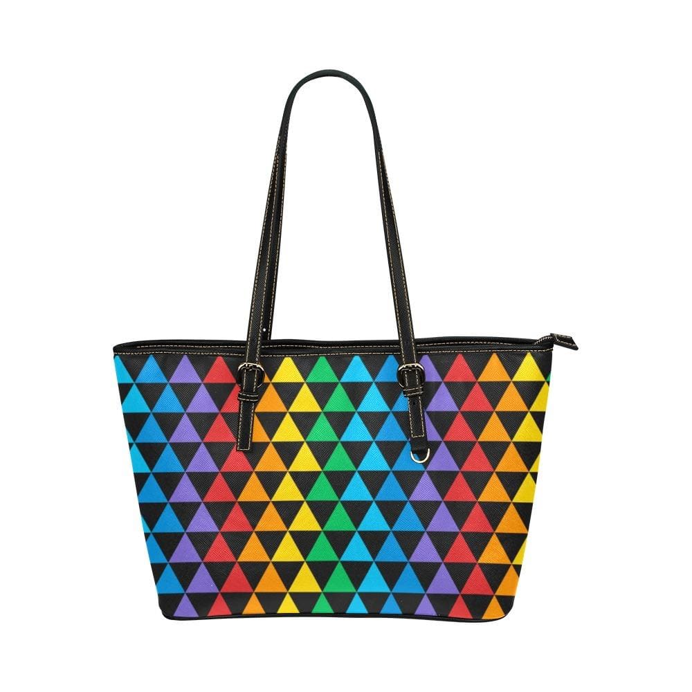 Large Leather Tote Shoulder Bag - Rainbow Triangles T686537 - Bags | Leather