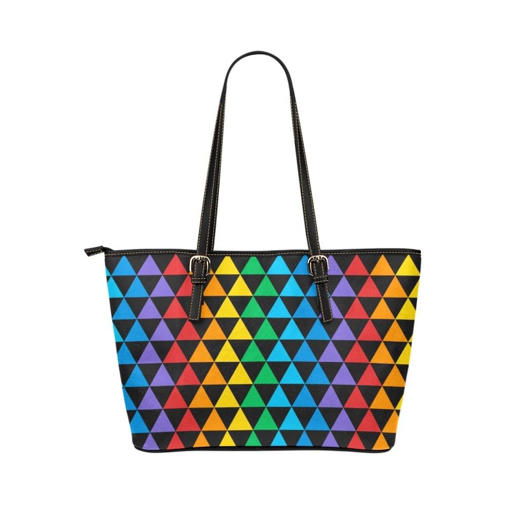 Large Leather Tote Shoulder Bag - Rainbow Triangles T686537 - Bags | Leather