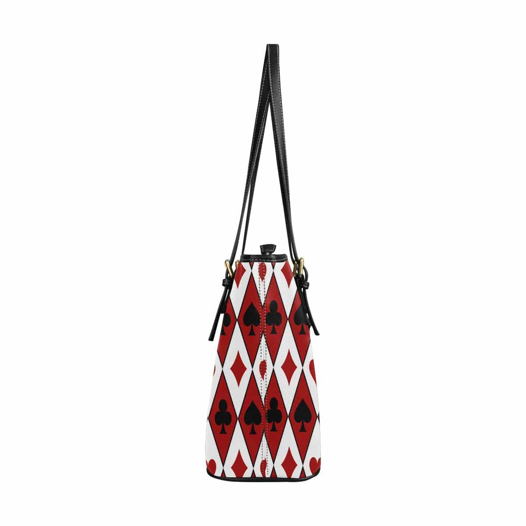 Large Leather Tote Shoulder Bag - Red and White - Bags | Leather Tote Bags