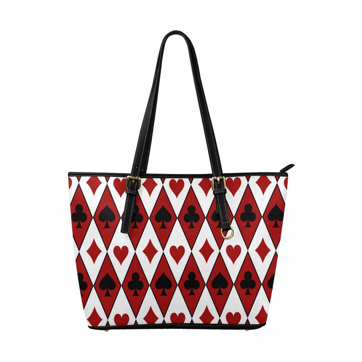 Large Leather Tote Shoulder Bag - Red and White - Bags | Leather Tote Bags