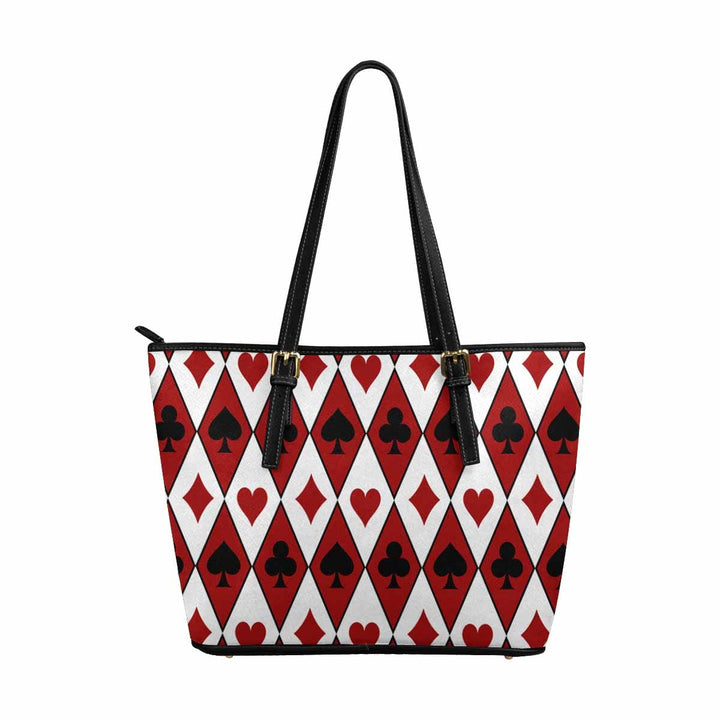 Large Leather Tote Shoulder Bag - Red and White - Bags | Leather Tote Bags