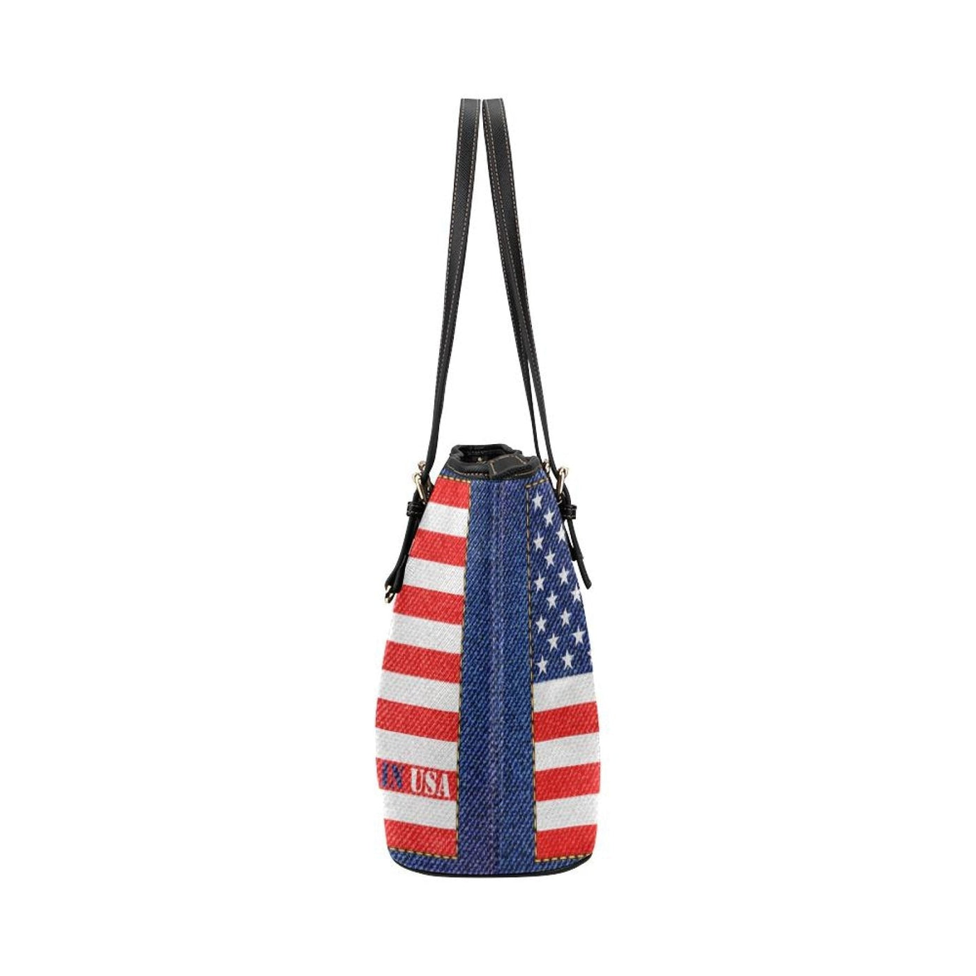 Large Leather Tote Shoulder Bag - Stars And Stripes Usa Flag Print - Bags