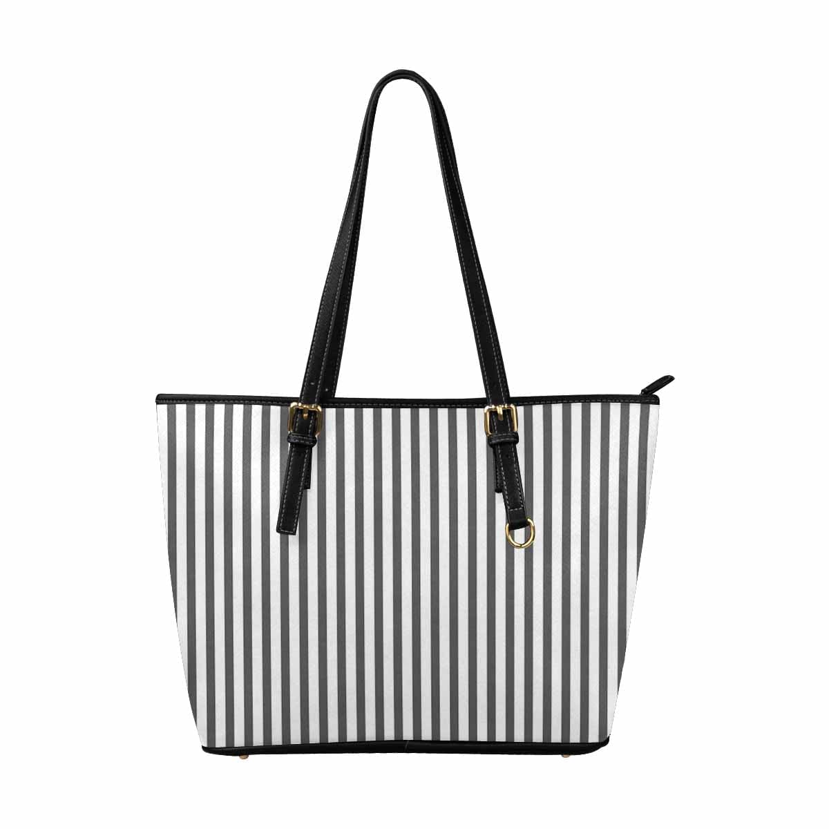 Large Leather Tote Shoulder Bag - Stripe Grey Tote - Bags | Leather Tote Bags