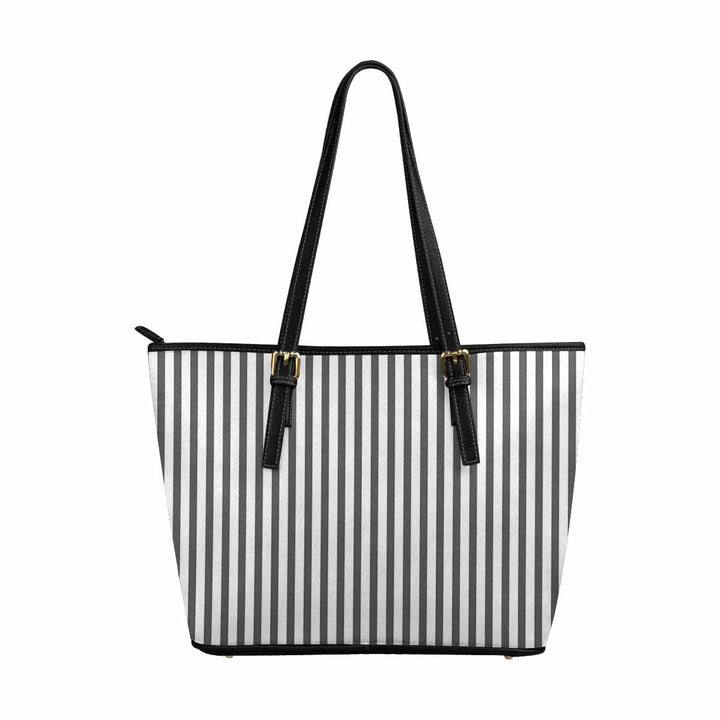 Large Leather Tote Shoulder Bag - Stripe Grey Tote - Bags | Leather Tote Bags