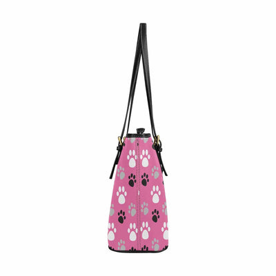 Large Leather Tote Shoulder Bag - Tri-color Paws Pink Tote - Bags | Leather