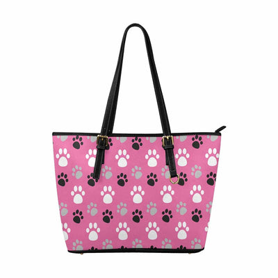 Large Leather Tote Shoulder Bag - Tri-color Paws Pink Tote - Bags | Leather
