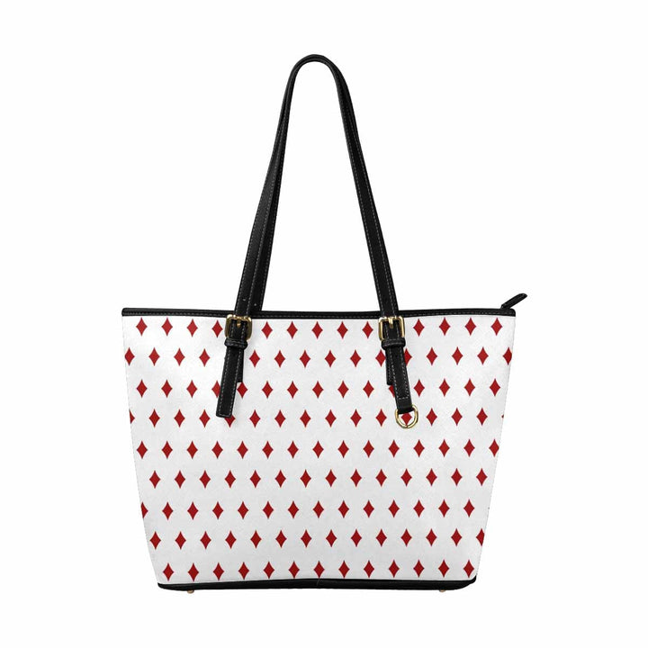 Large Leather Tote Shoulder Bag - White and Red - Bags | Leather Tote Bags