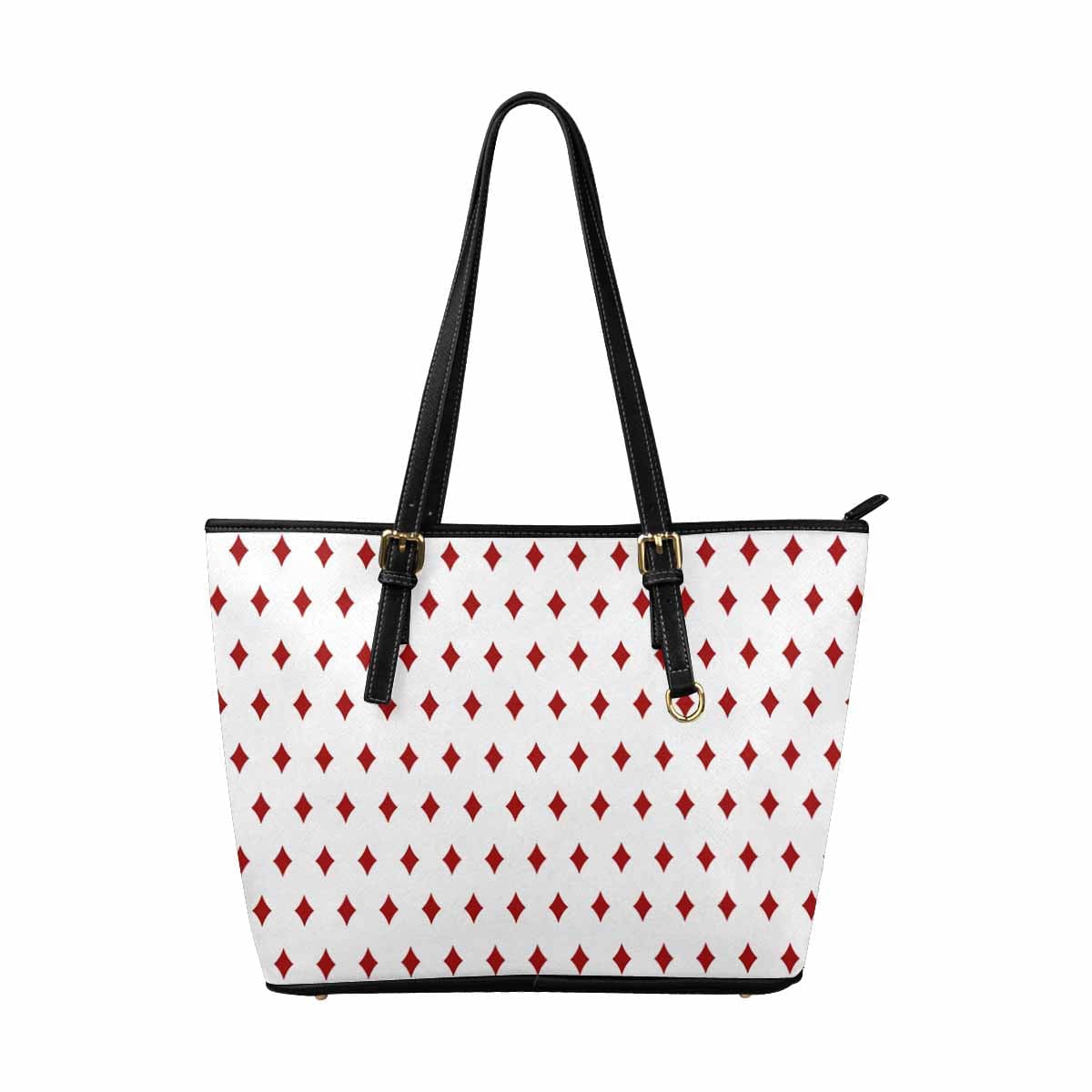 Large Leather Tote Shoulder Bag - White And Red - Bags | Leather Tote Bags