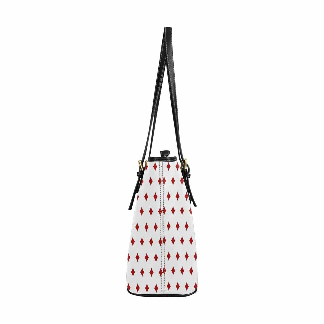 Large Leather Tote Shoulder Bag - White and Red - Bags | Leather Tote Bags