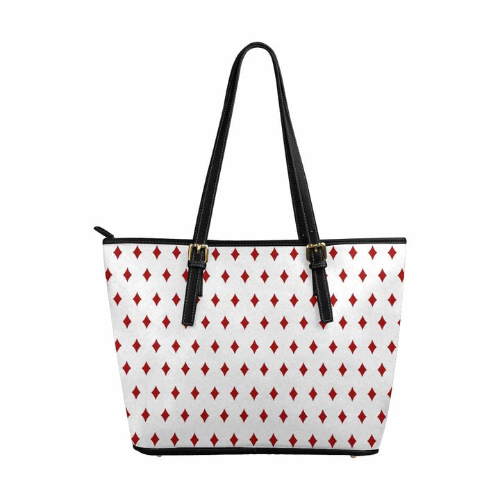 Large Leather Tote Shoulder Bag - White and Red - Bags | Leather Tote Bags