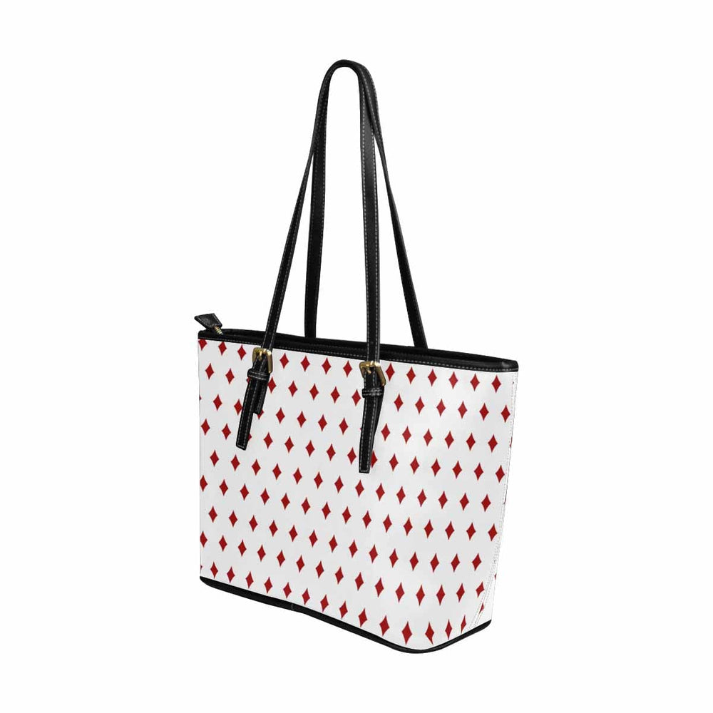 Large Leather Tote Shoulder Bag - White and Red - Bags | Leather Tote Bags