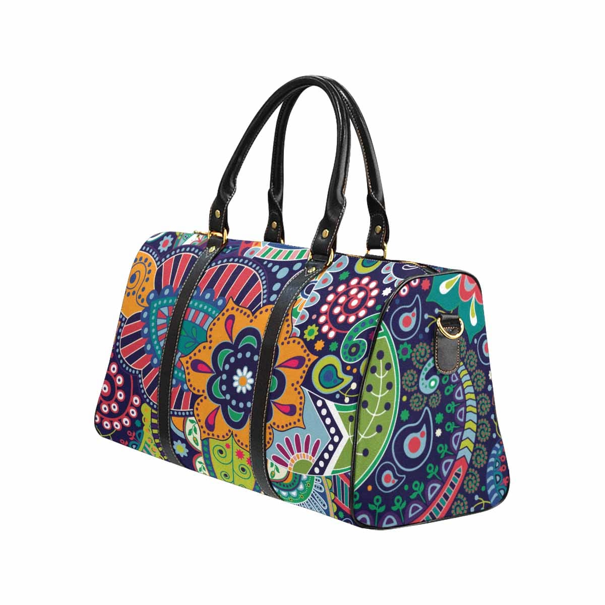 Travel Bag Blue Floral Paisley - Bags | Travel Bags | Leather Carry