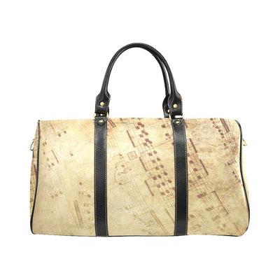 Travel Bag Leather Carry On Large Luggage Bag Beige Sheet Music - Bags | Travel