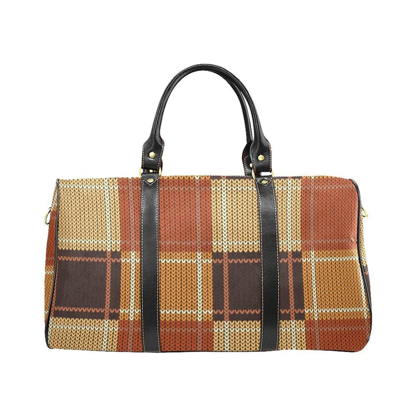 Travel Bag Leather Carry On Large Luggage Bag Brown Checker - Bags | Travel Bags
