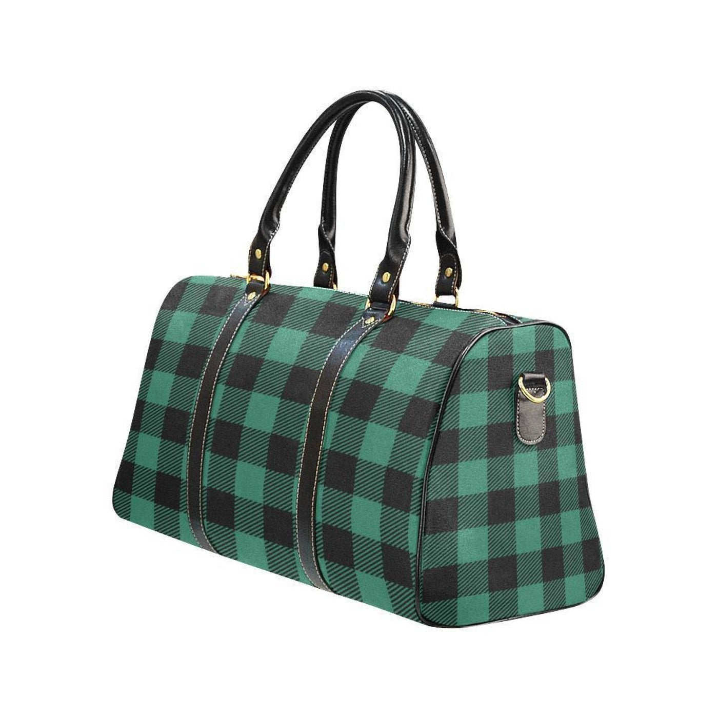 Travel Bag Leather Carry On Large Luggage Bag Green Plaid - Bags | Travel Bags |