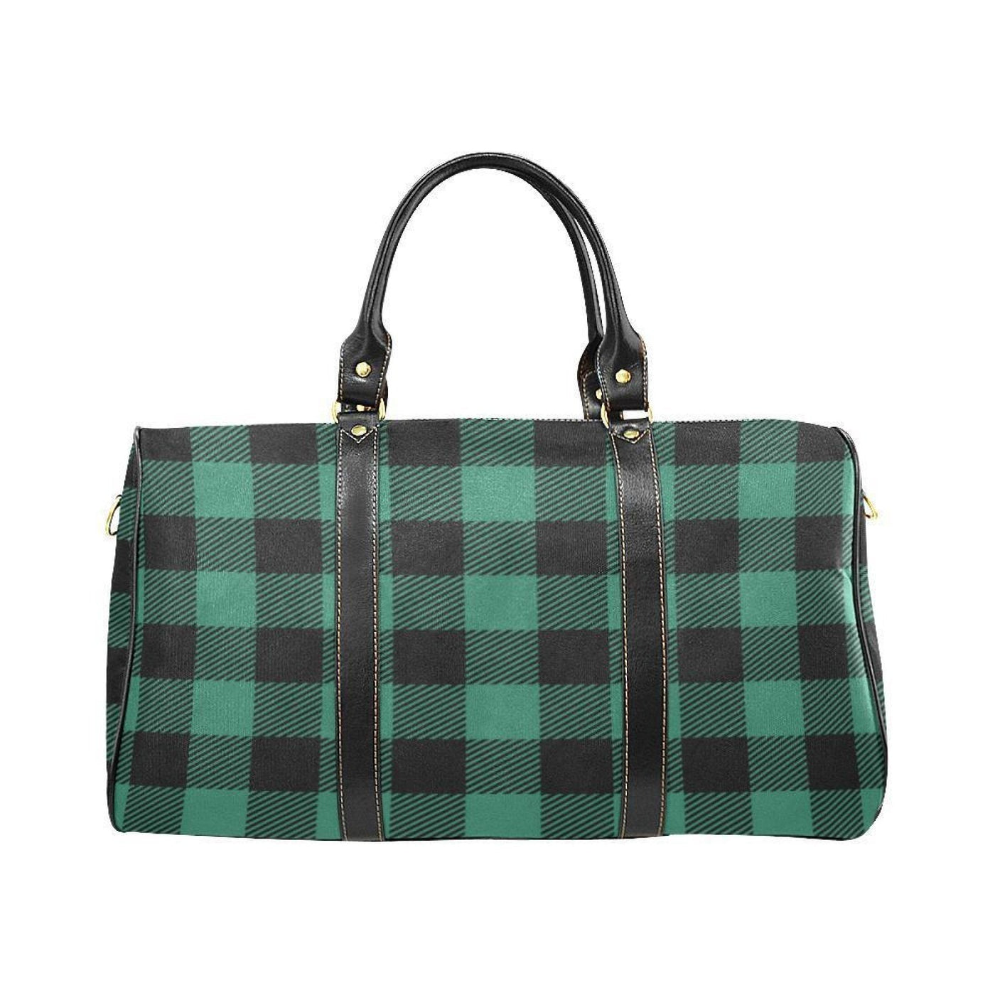 Travel Bag Leather Carry On Large Luggage Bag Green Plaid - Bags | Travel Bags |