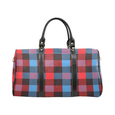 Travel Bag Red Blue Black Grid Double Handle Carry - bag - Bags | Leather Carry