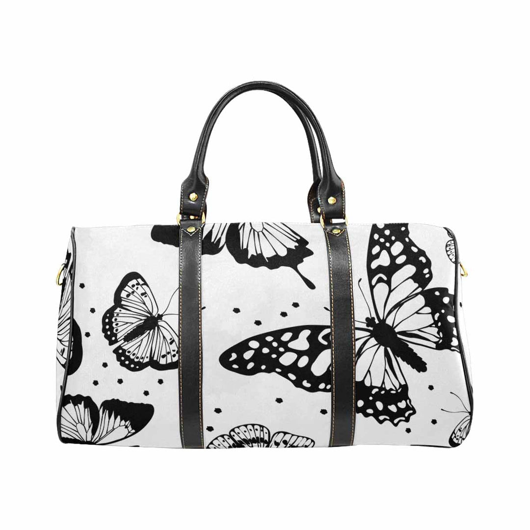 Travel Bag White and Black Butterfly Print - Bags | Travel Bags | Leather Carry