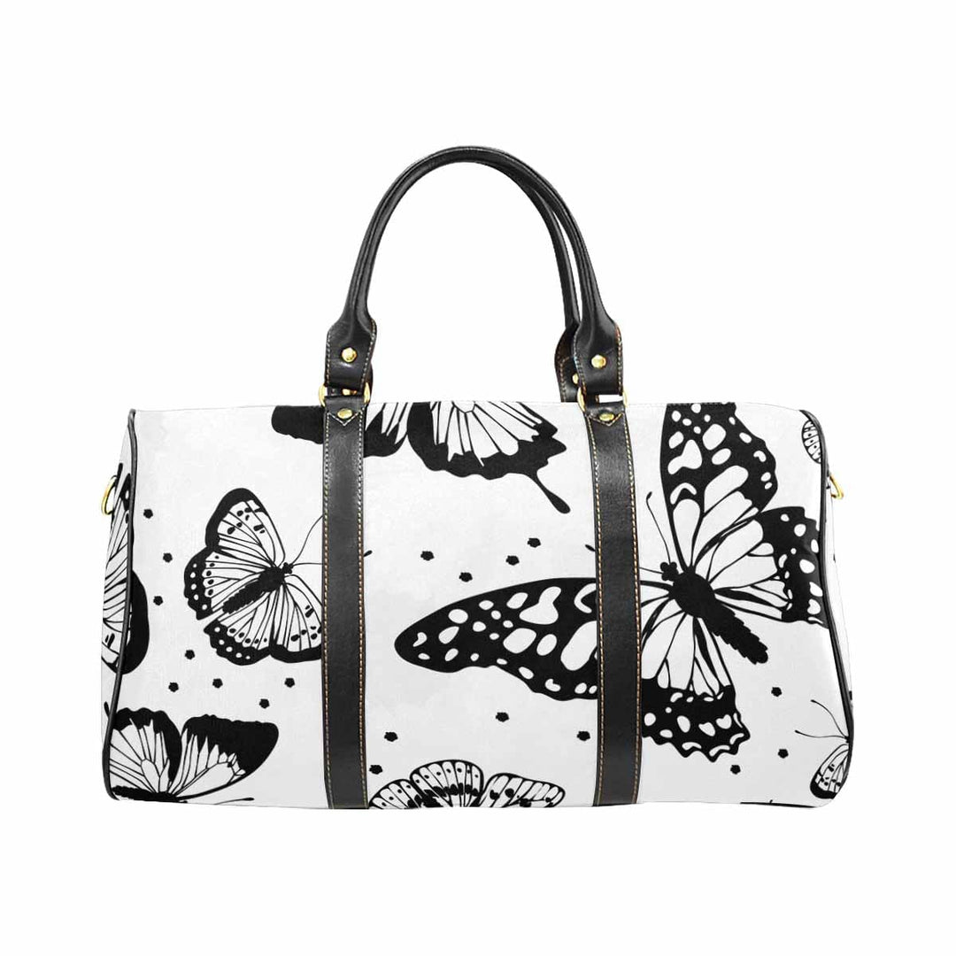 Travel Bag White and Black Butterfly Print - Bags | Travel Bags | Leather Carry