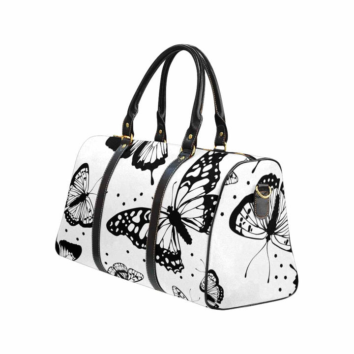 Travel Bag White and Black Butterfly Print - Bags | Travel Bags | Leather Carry