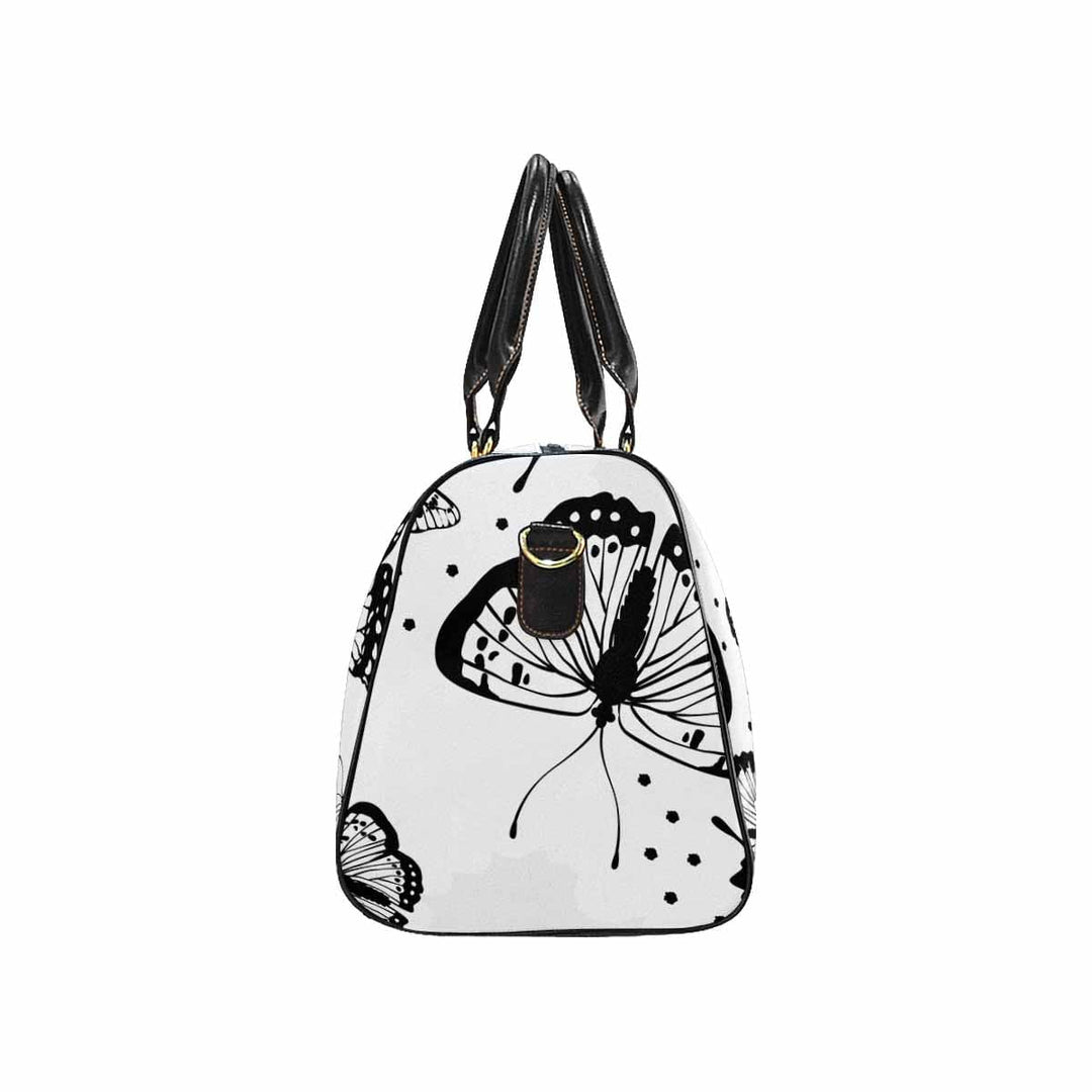 Travel Bag White and Black Butterfly Print - Bags | Travel Bags | Leather Carry