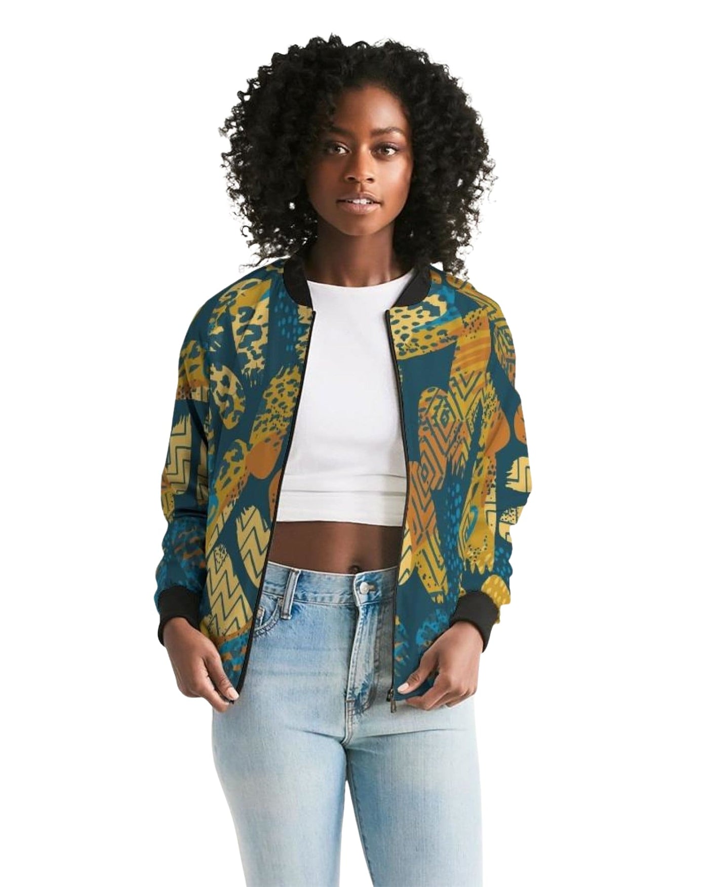 Tribal Blue Abstract Style Womens Bomber Jacket - Womens | Jackets | Bombers