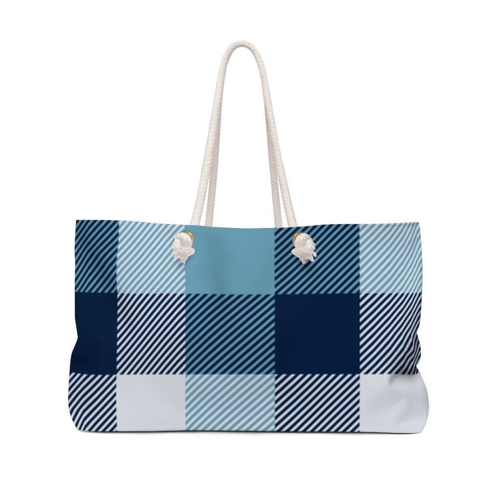 Weekender Tote Bag Blue/white Plaid - Bags | Tote Bags | Weekender