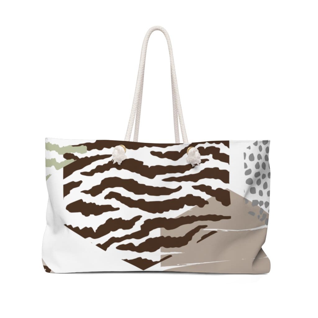 Weekender Tote Bag Brown Taupe Print - Bags | Tote Bags | Weekender