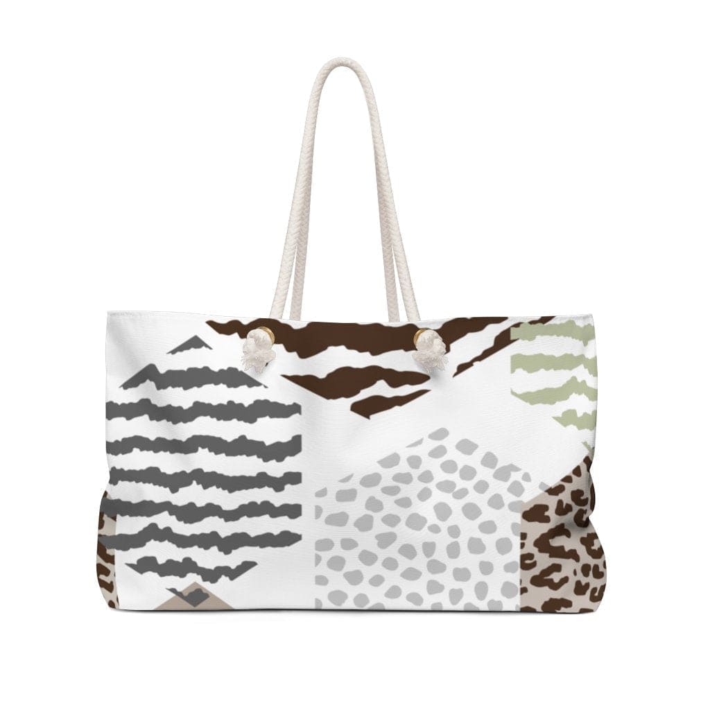 Weekender Tote Bag Brown Taupe Print - Bags | Tote Bags | Weekender