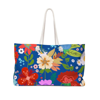Weekender Tote Bag Floral Print - Blue - Bags | Tote Bags | Weekender