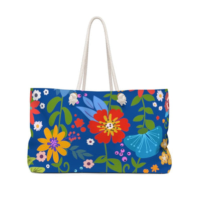 Weekender Tote Bag Floral Print - Blue - Bags | Tote Bags | Weekender