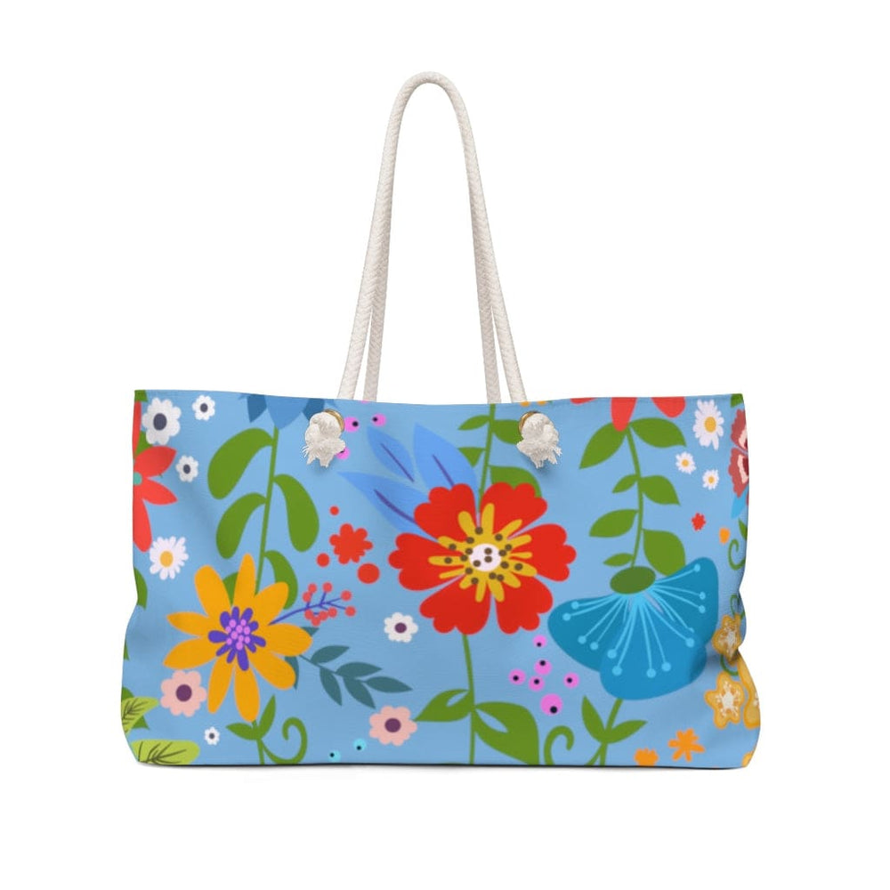 Weekender Tote Bag Floral Print - Blue - Bags | Tote Bags | Weekender