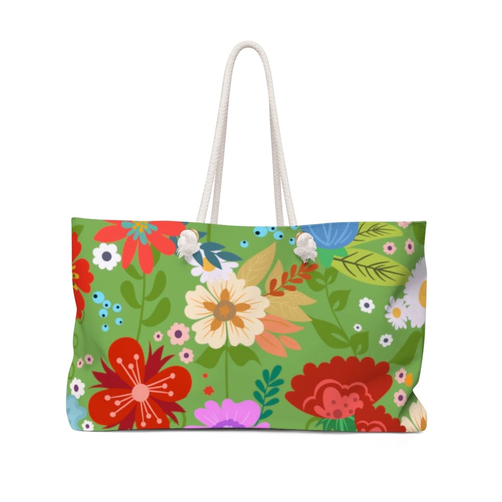 Floral Lime Green Handbag Weekender Tote Bag - Bags | Tote Bags | Weekender