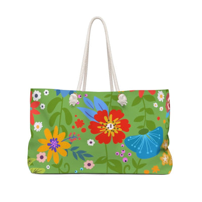 Floral Lime Green Handbag Weekender Tote Bag - Bags | Tote Bags | Weekender