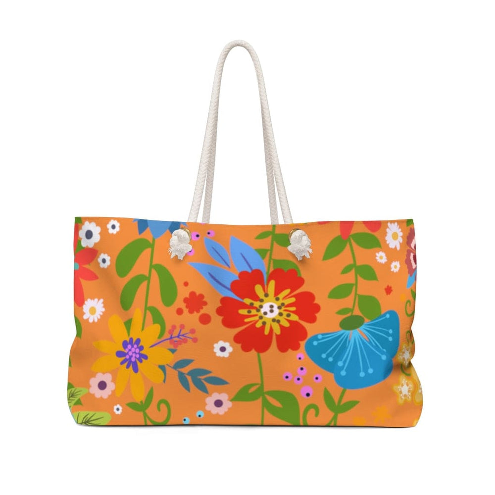 Weekender Tote Bag Floral Print - Orange - Bags | Tote Bags | Weekender