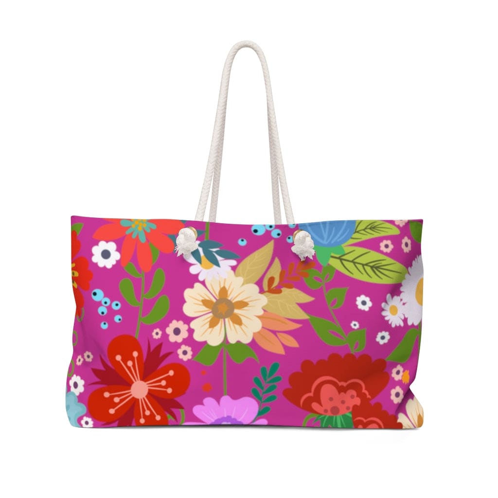 Weekender Tote Bag Floral Print - Pink - Bags | Tote Bags | Weekender