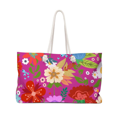 Weekender Tote Bag Floral Print - Pink - Bags | Tote Bags | Weekender