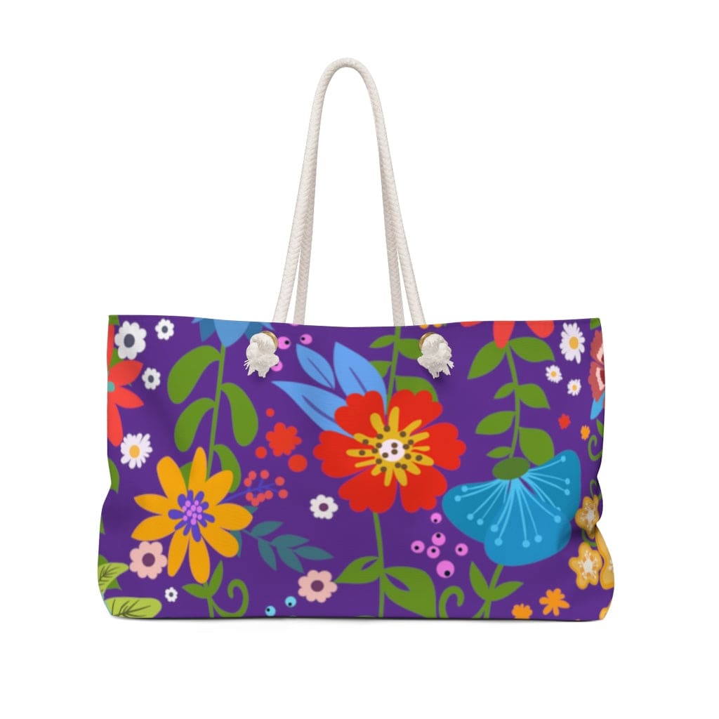 Weekender Tote Bag Floral Print - Purple - Bags | Tote Bags | Weekender