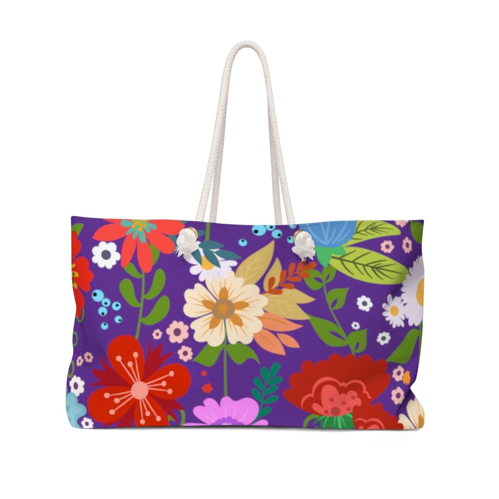 Weekender Tote Bag Floral Print - Purple - Bags | Tote Bags | Weekender