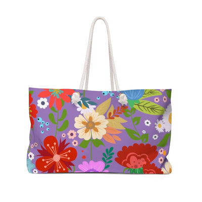 Weekender Tote Bag Floral Print - Purple - Bags | Tote Bags | Weekender